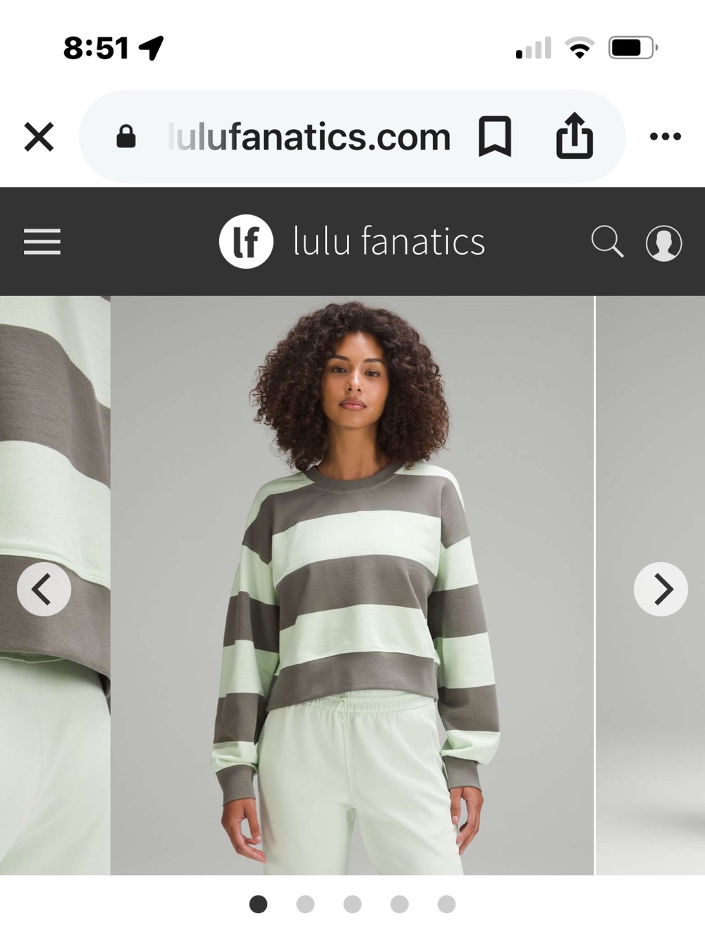 Lululemon Perfectly Oversized Cropped Crew Stripe
